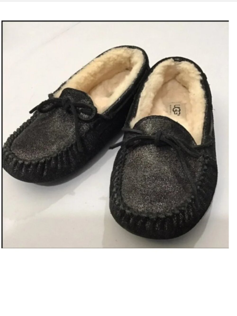 UGG Dakota Metallic Twinkle Black Moccasin Style Slippers